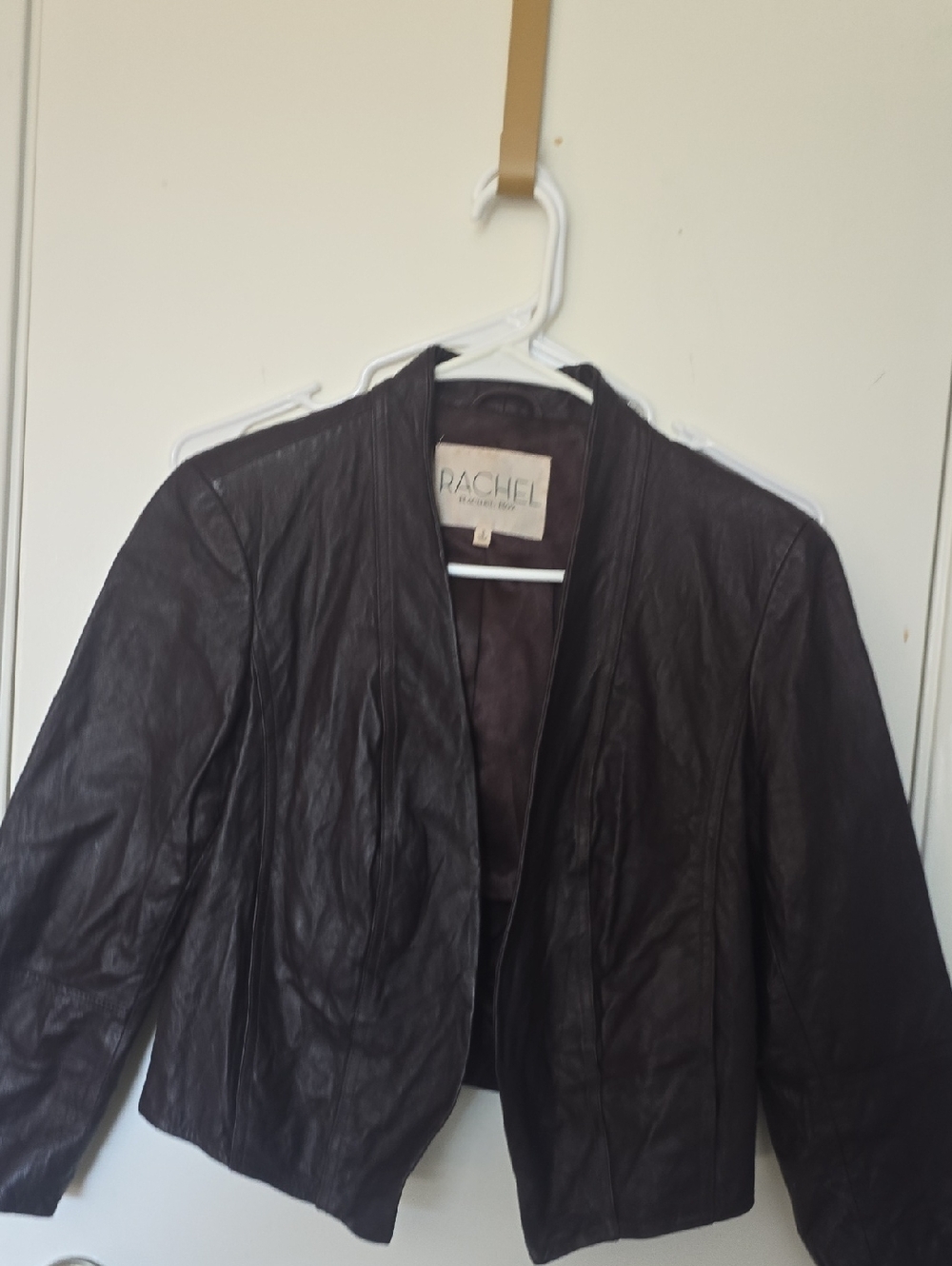 Rachel Women's Leather Open-Front Jacket - Chocolate Brown